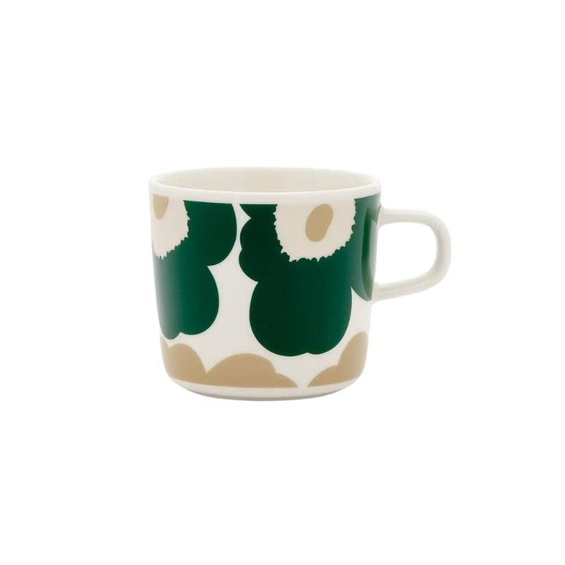 Oiva Unikko Coffee cup 200ml in white, dark green, beige, light sand