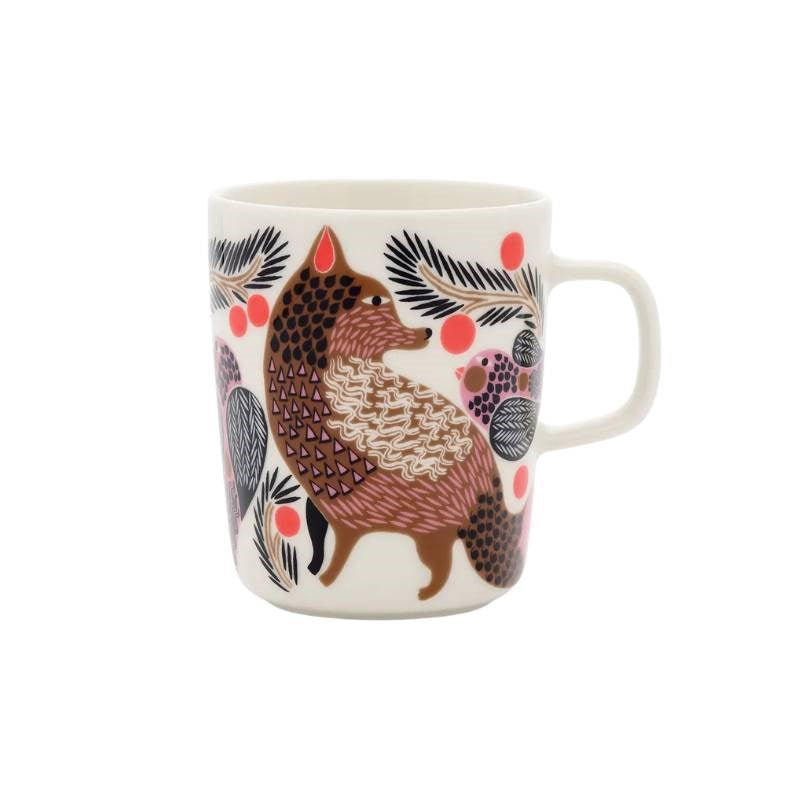 Oiva Ketunmarja Mug 250ml in white, bronze, pink, petrol