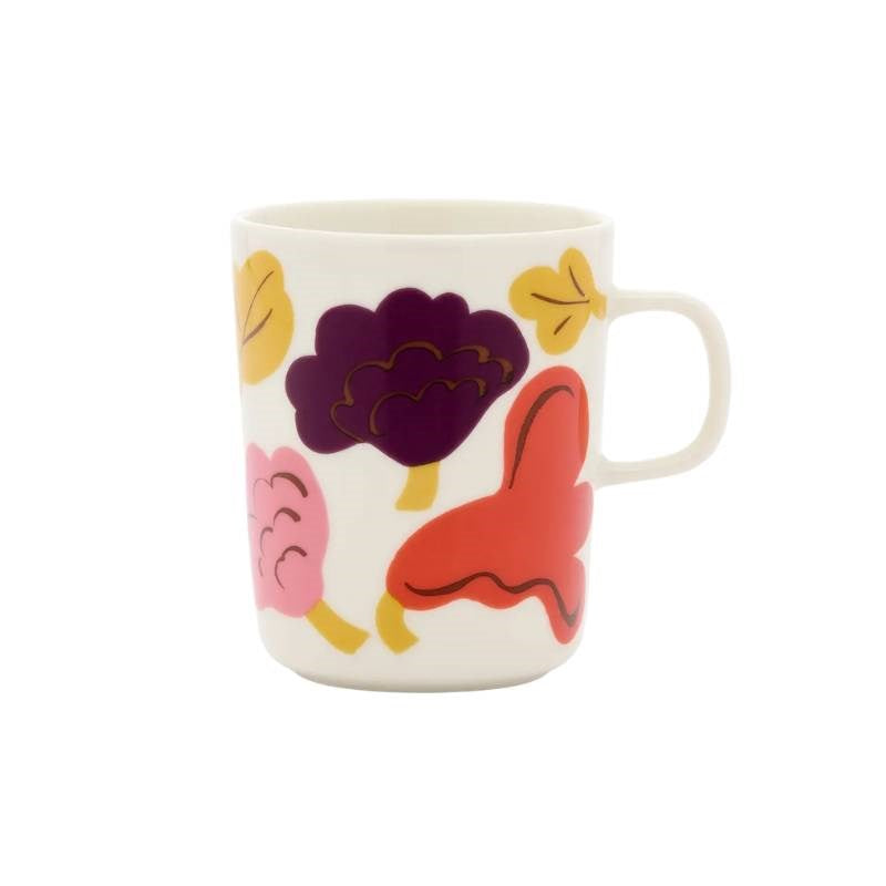 Oiva Kukasta kukkaan Mug 250ml in white, pink, terracotta, plum