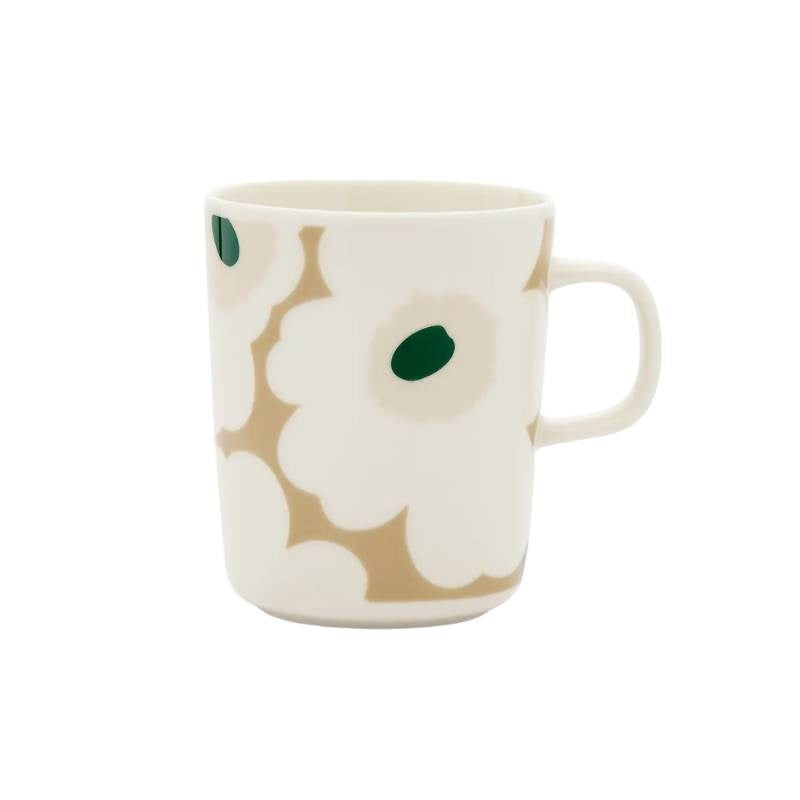 Oiva Unikko Mug 250ml in white, beige, light sand, dark green