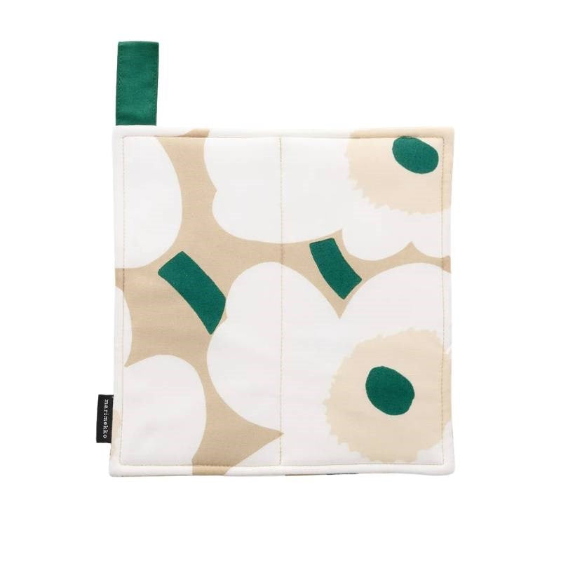 Pieni Unikko Pot Holder in sand, white, hay, emerald