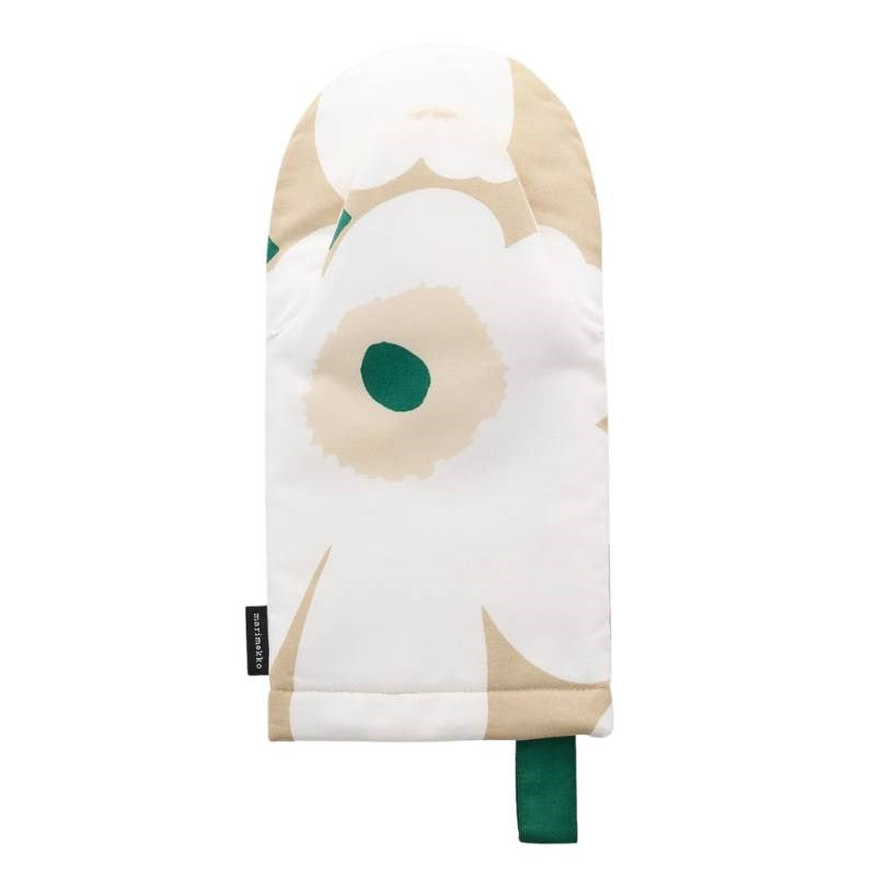 Pieni Unikko Oven Mitten in sand, white, hay, emerald