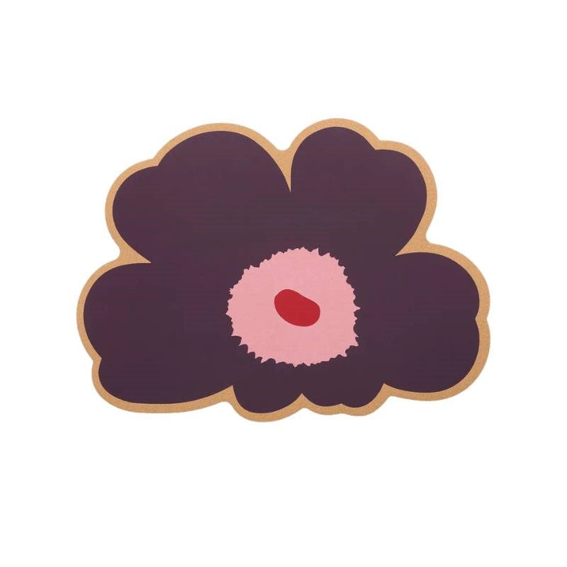 Unikko Cork Placemat in cork, plum, pink, cranberry