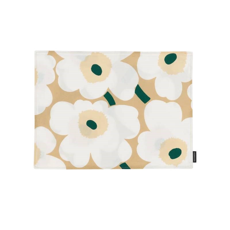 Pieni Unikko Placemat in sand, white, hay, emerald