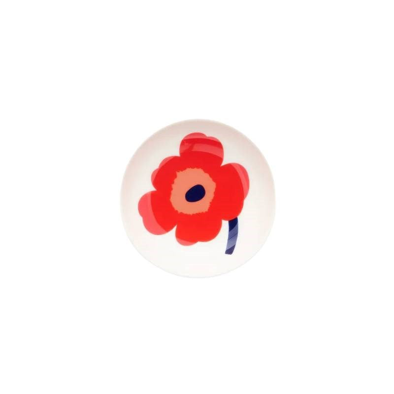 Oiva Unikko Dish 9cm in white, red, blue