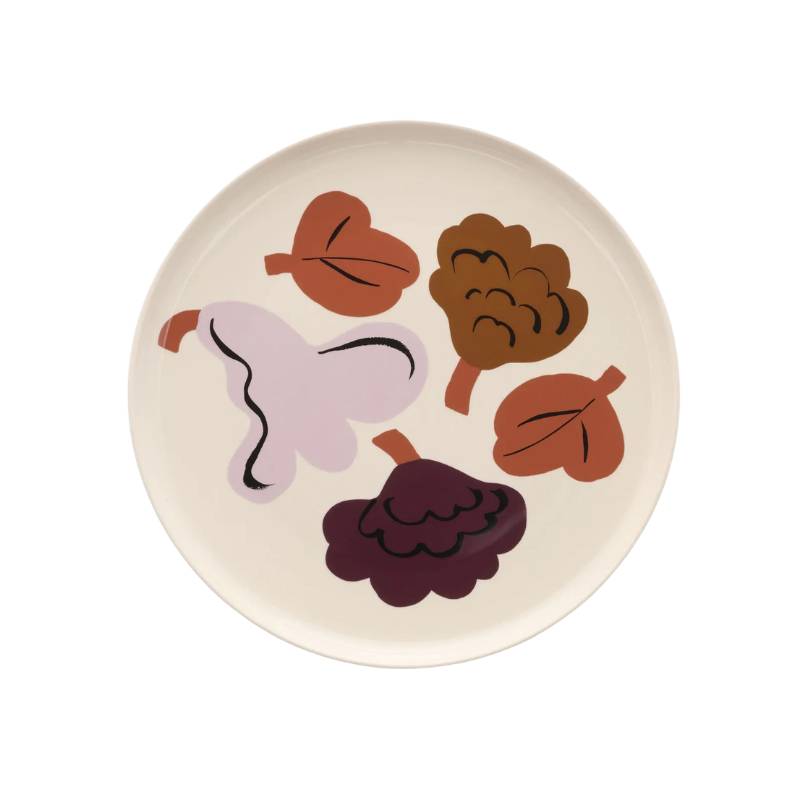 Oiva Kukasta Kukkaan Plate 20cm in stoneware, plum, bronze, terracotta