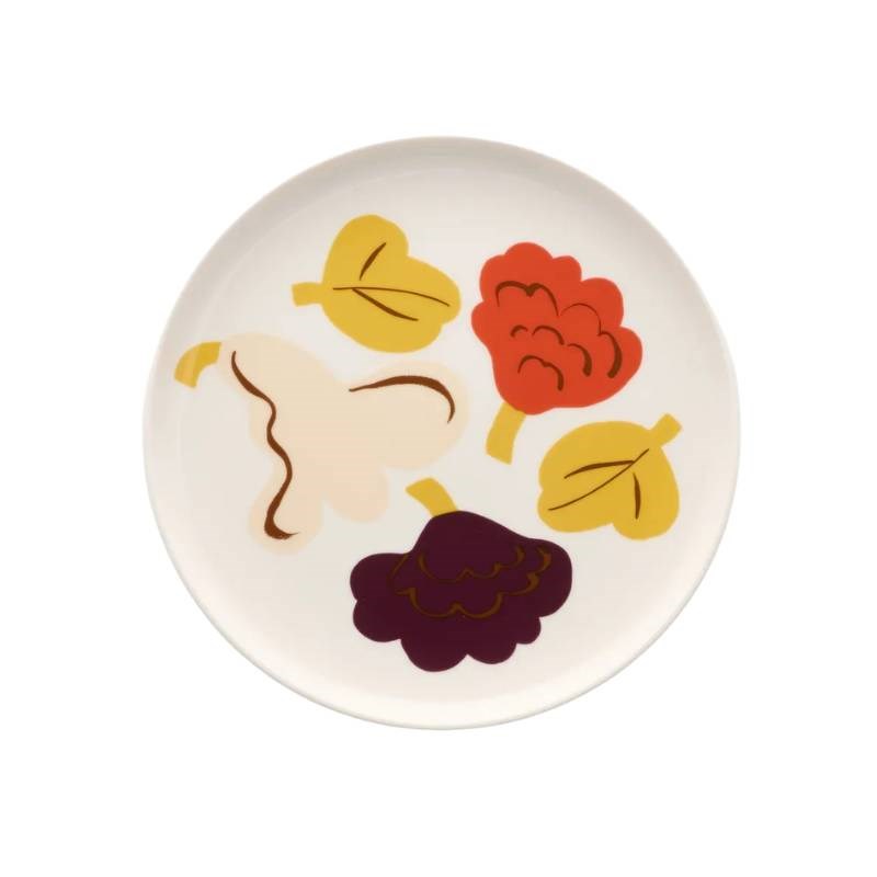 Oiva Kukasta kukkaan Plate 20cm in white, vanilla, terracotta, plum