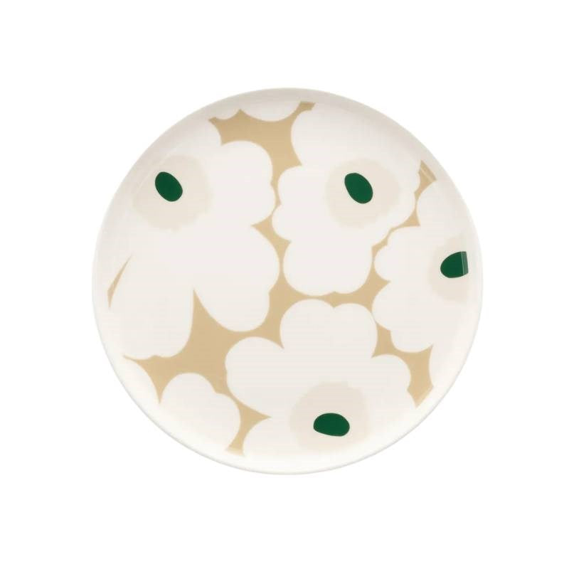 Oiva Unikko Plate 20cm in white, beige, light sand, dark green