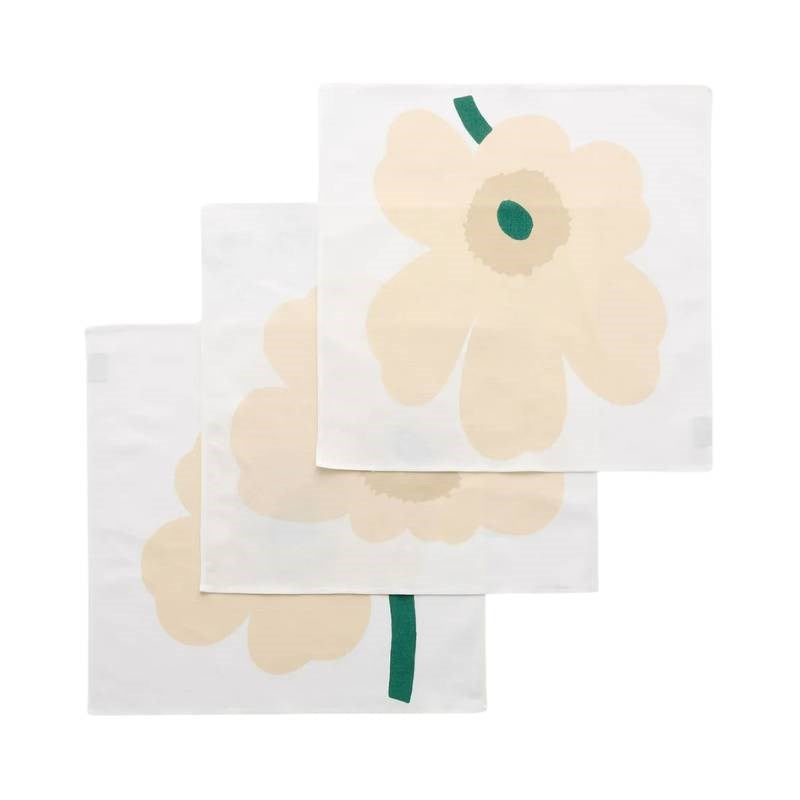 Unikko fabric Napkin 3 pcs in white, hay, sand, emerald