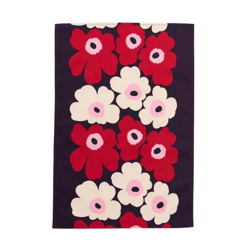 Unikko Kitchen Towel 47x70cm in plum, cranberry, off white, rose