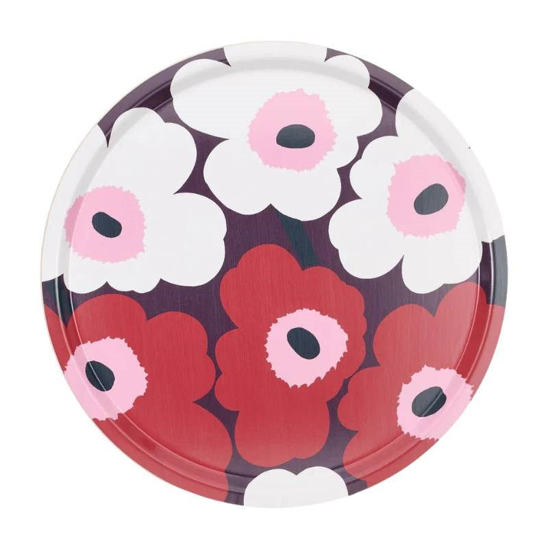 Unikko Tray 46cm in plum, cranberry, off white, rose