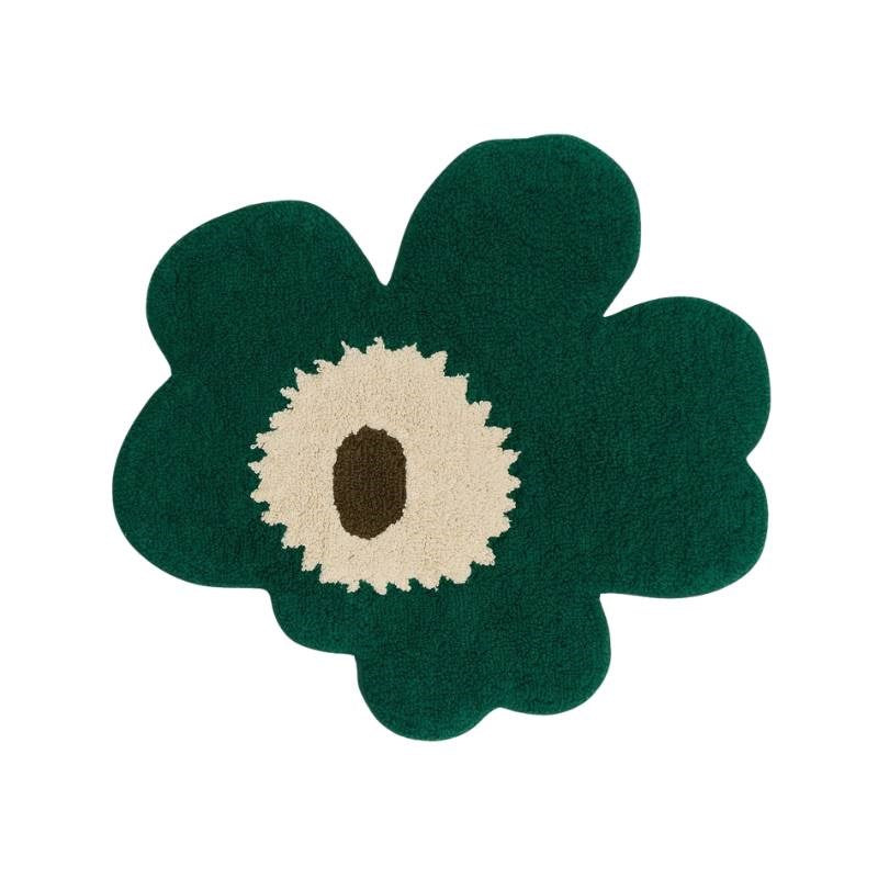Unikko Bath Mat 73x74cm in emerald, off white, mole