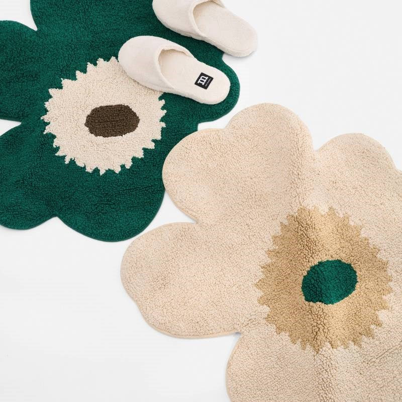 Unikko Bath Mat 73x74cm in hay, sand, emerald