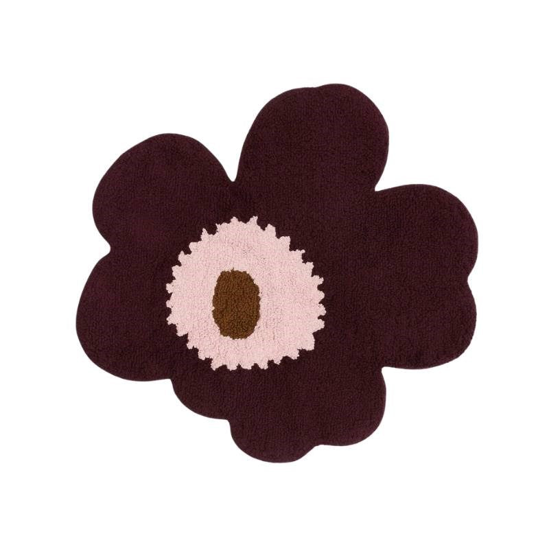 Unikko Bath Mat 73x74cm in plum, pink, toffee