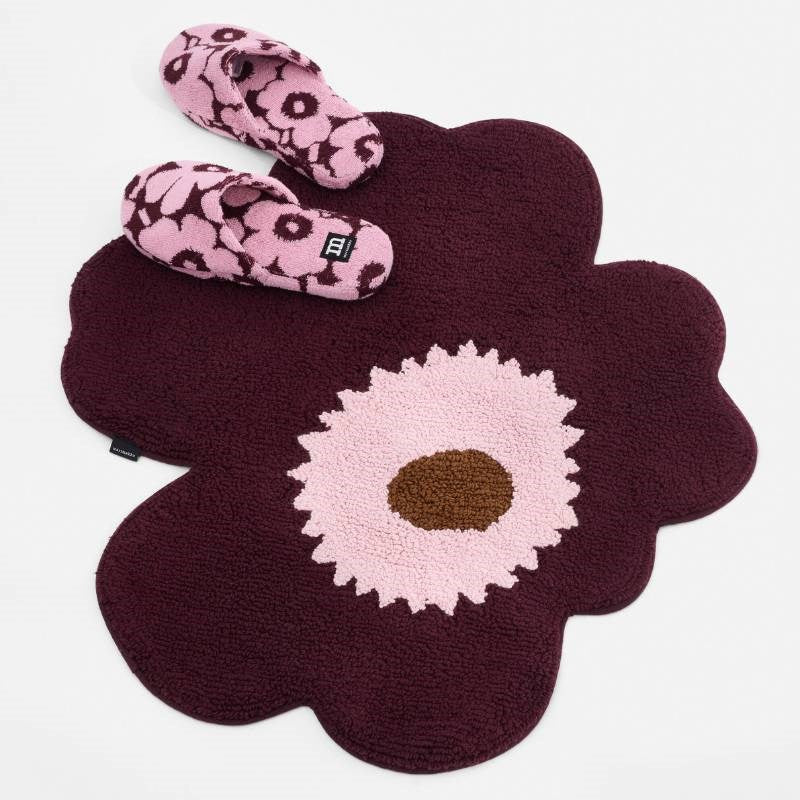 Unikko Bath Mat 73x74cm in plum, pink, toffee