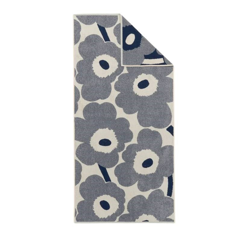 Unikko Bath Towel 70x150cm in off white, blueberry