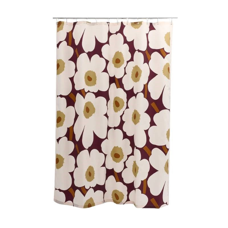 Unikko Shower Curtain 180x200cm in plum, pink, elmwood, toffee