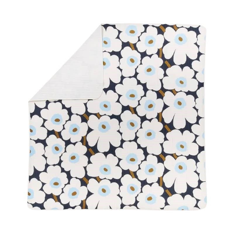 Unikko Bedspread 260x260cm in blueberry, off white, cold blue
