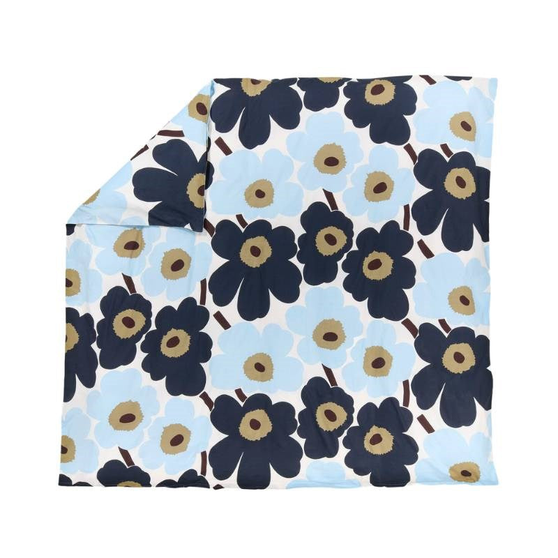 Unikko Duvet Cover in off white, blueberry, cool blue