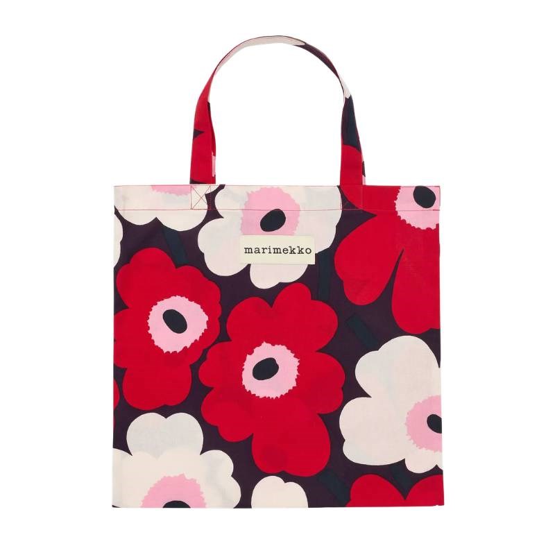 Pieni Unikko Bag 43x44cm in plum, cranberry, off white, rose
