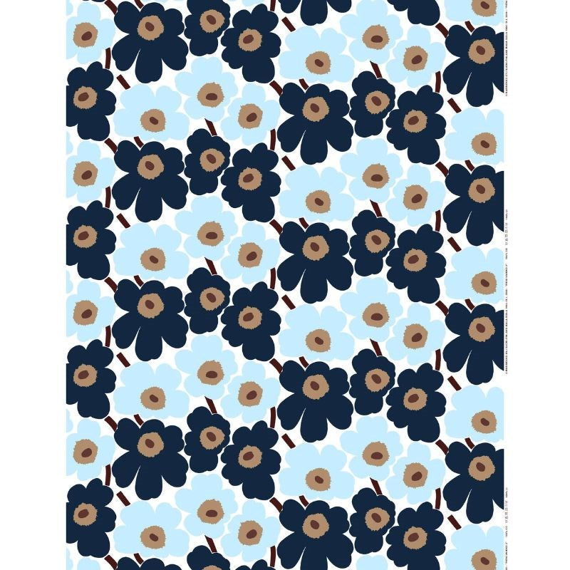 Pieni Unikko Acrylic coated Fabric in white, blueberry, cool blue