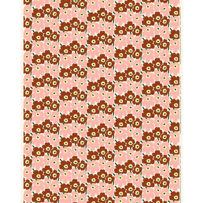 Mini Unikko cotton Fabric in natural white, pink, chestnut, green