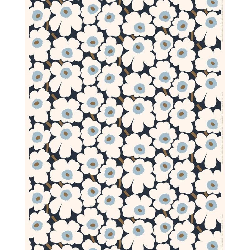 Pieni Unikko Cotton Fabric in blueberry, off white, cool blue