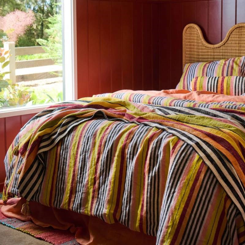 Linen Quilt Cover in Casablanca stripe