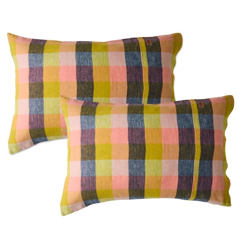 Tartan Linen Pillowcase Pair in Florida