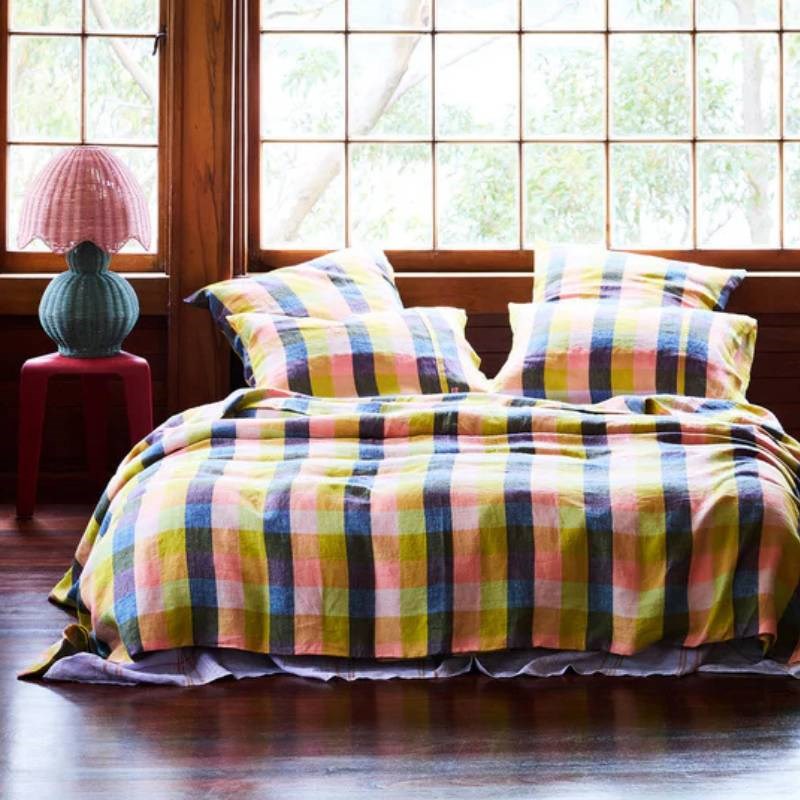 Tartan Linen Pillowcase Pair in Florida