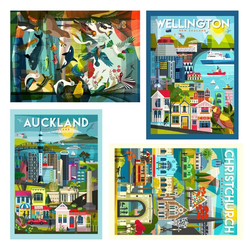 Ellen Giggenbach New Zealand Art Stickers, reusable