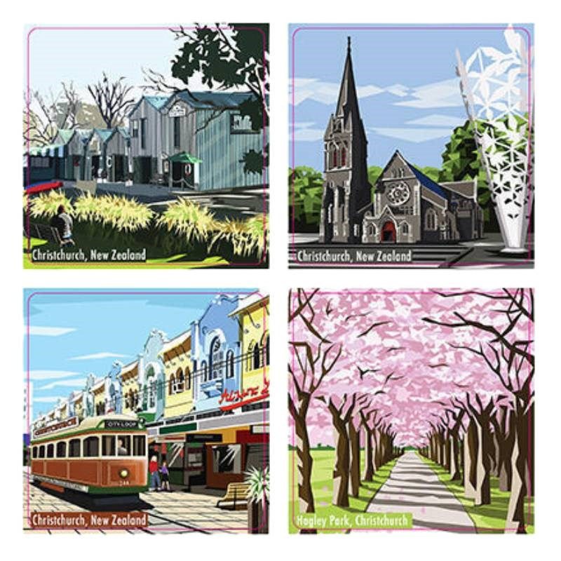 Ira Mitchell Christchurch and Botanic Gardens Art Stickers, reusable