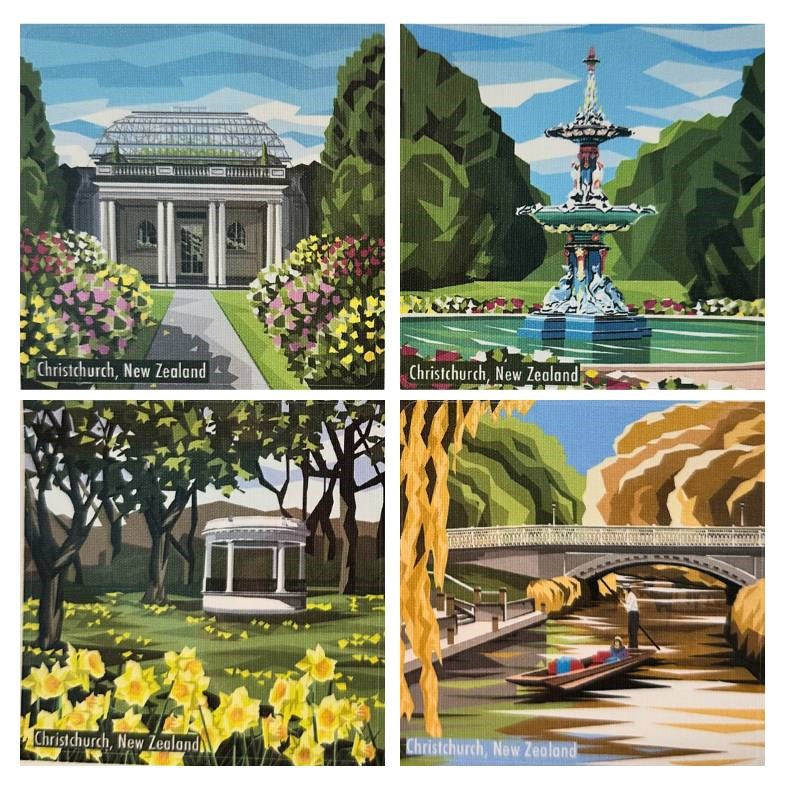 Ira Mitchell Christchurch and Botanic Gardens Art Stickers, reusable