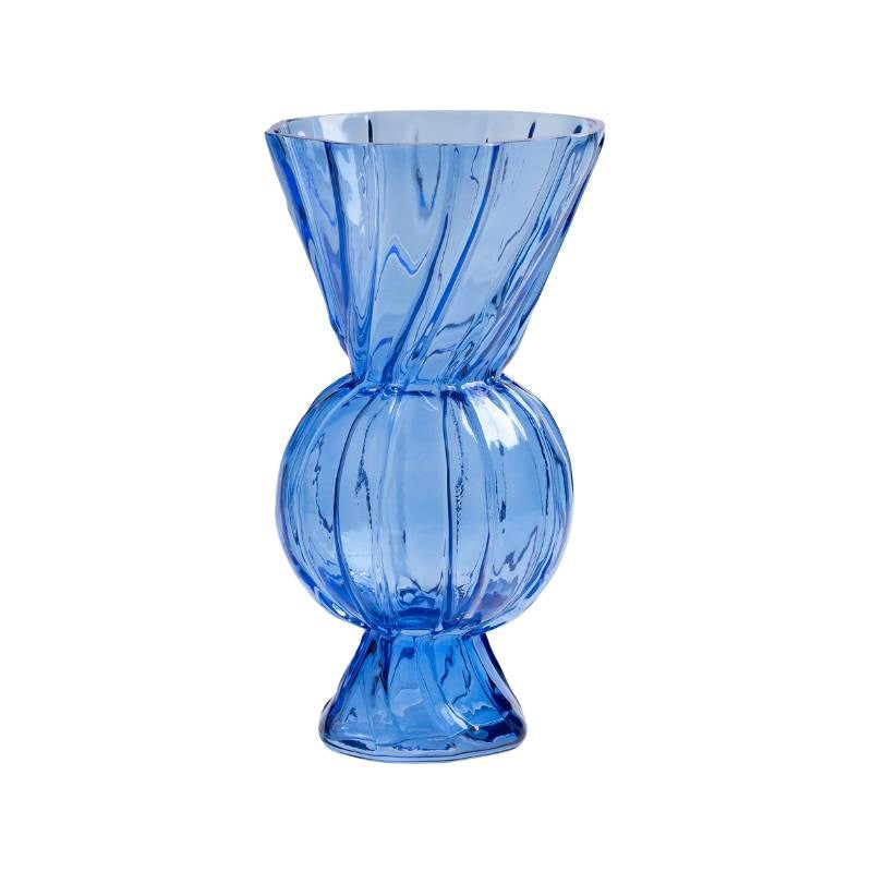 Rhombic Vase in glass blue