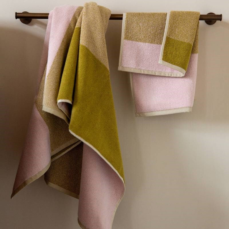 Organic Cotton Bath Towel Set in blush, olive