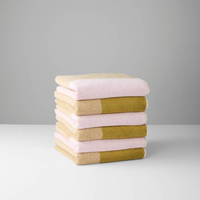Organic Cotton Guest Towel Set in blush, olive