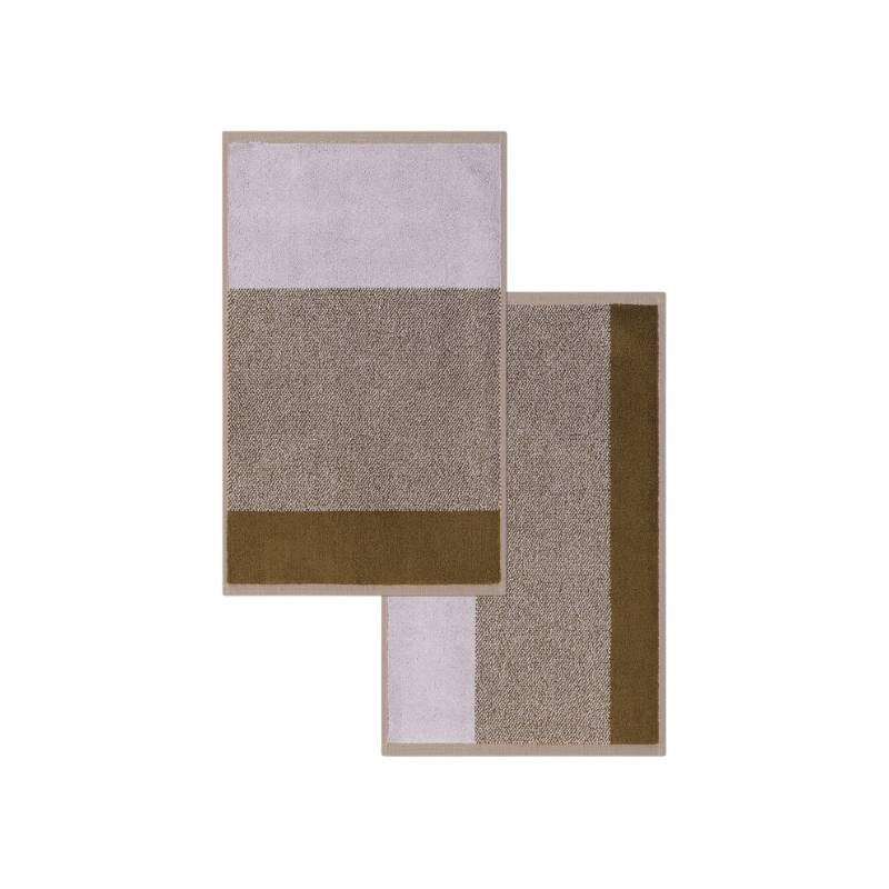 Organic Cotton Guest Towel Set in green, lilac