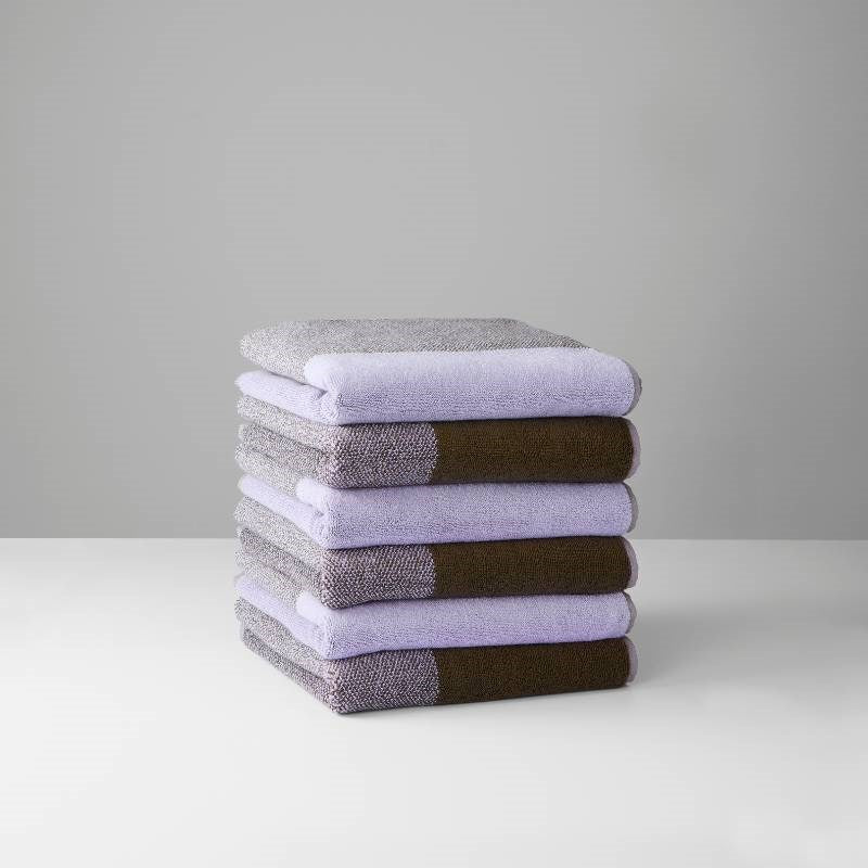 Organic Cotton Guest Towel Set in green, lilac