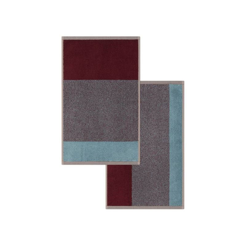 Organic Cotton Guest Towel Set in sky blue, bordeaux