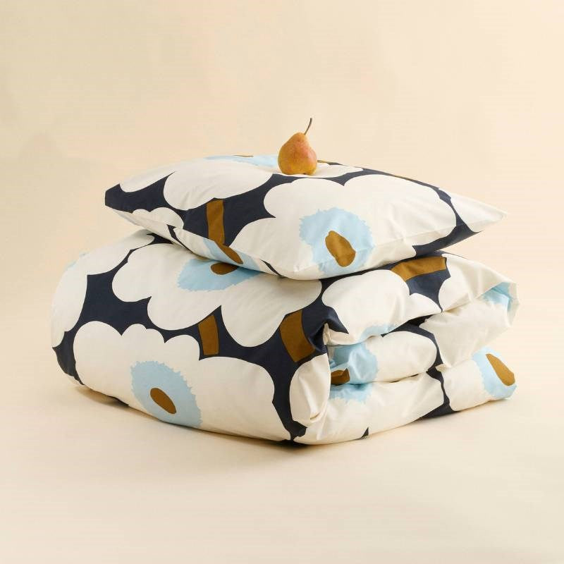 Unikko Duvet Cover in blueberry, off white, cool blue