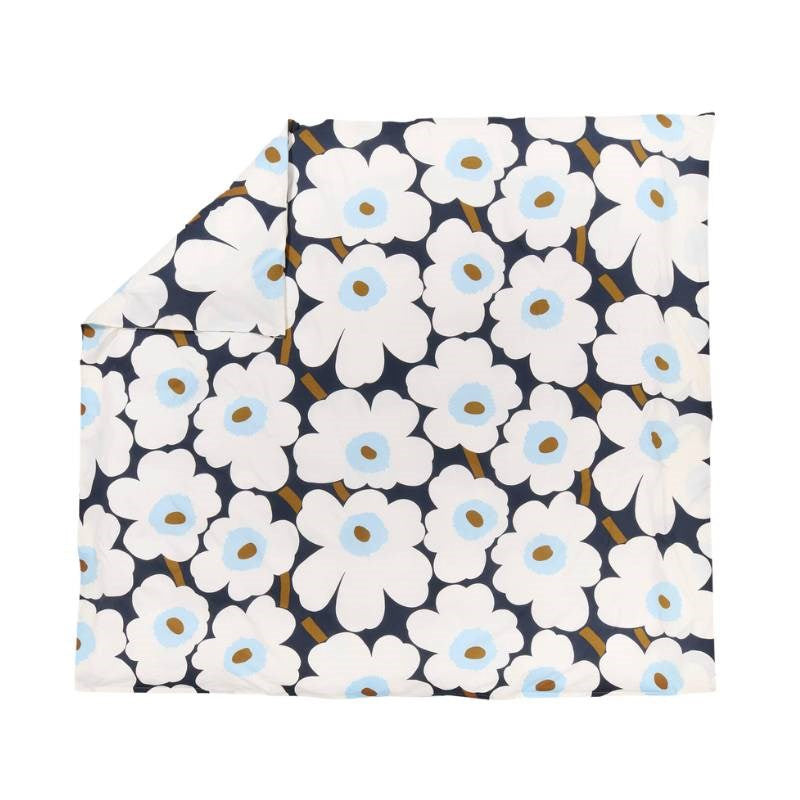 Unikko Duvet Cover in blueberry, off white, cool blue