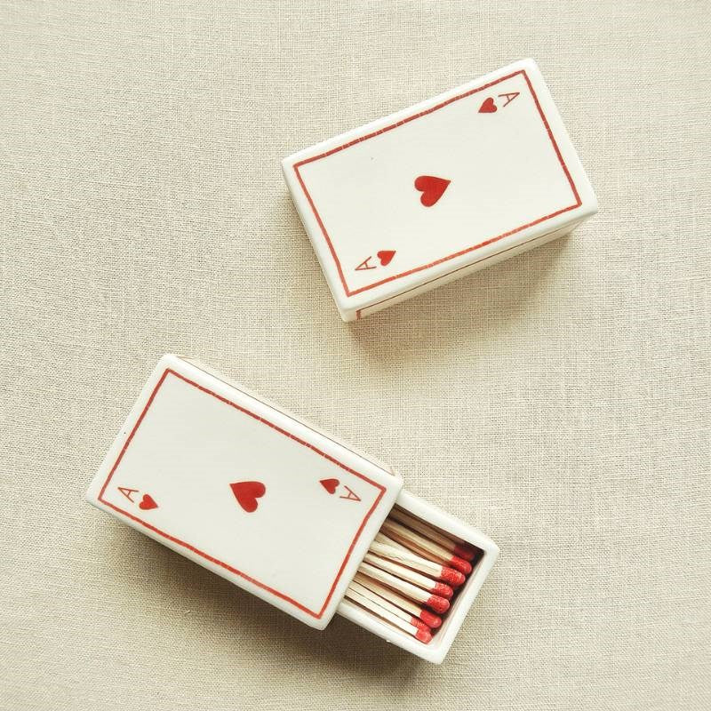 Ace of Hearts Ceramic Matchbox