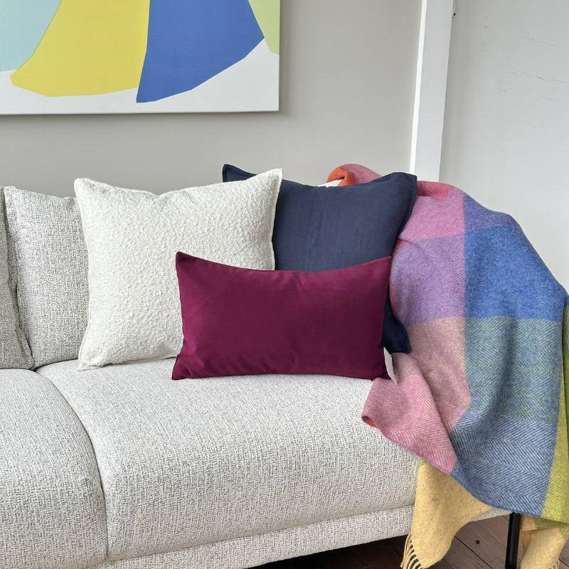 Plush Velvet Cushion Cover 50x30cm in beetroot