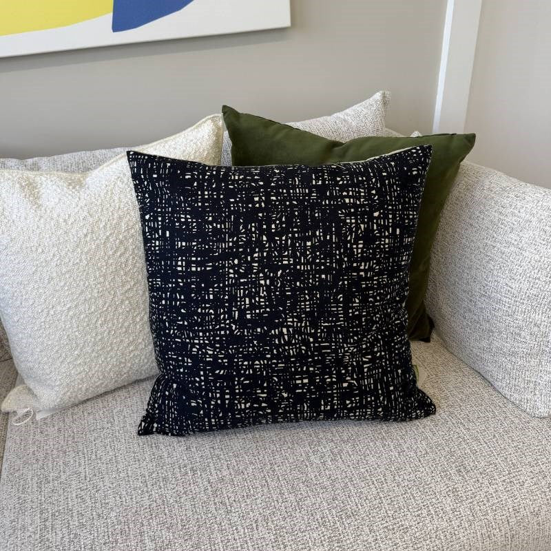 Bark Texture Reversible Cushion Cover 50cm in charcoal, taupe