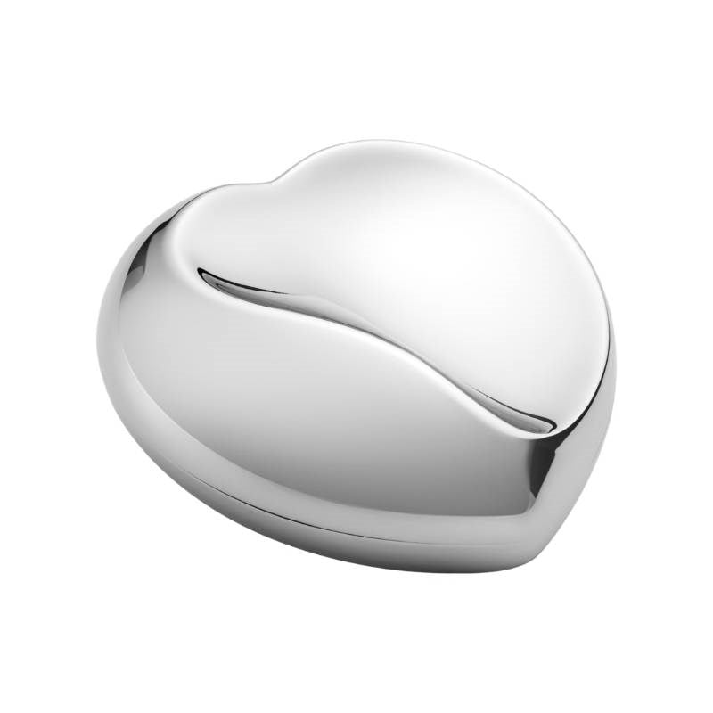 Heart Box, small, mirror polished stainless steel, burgundy interior