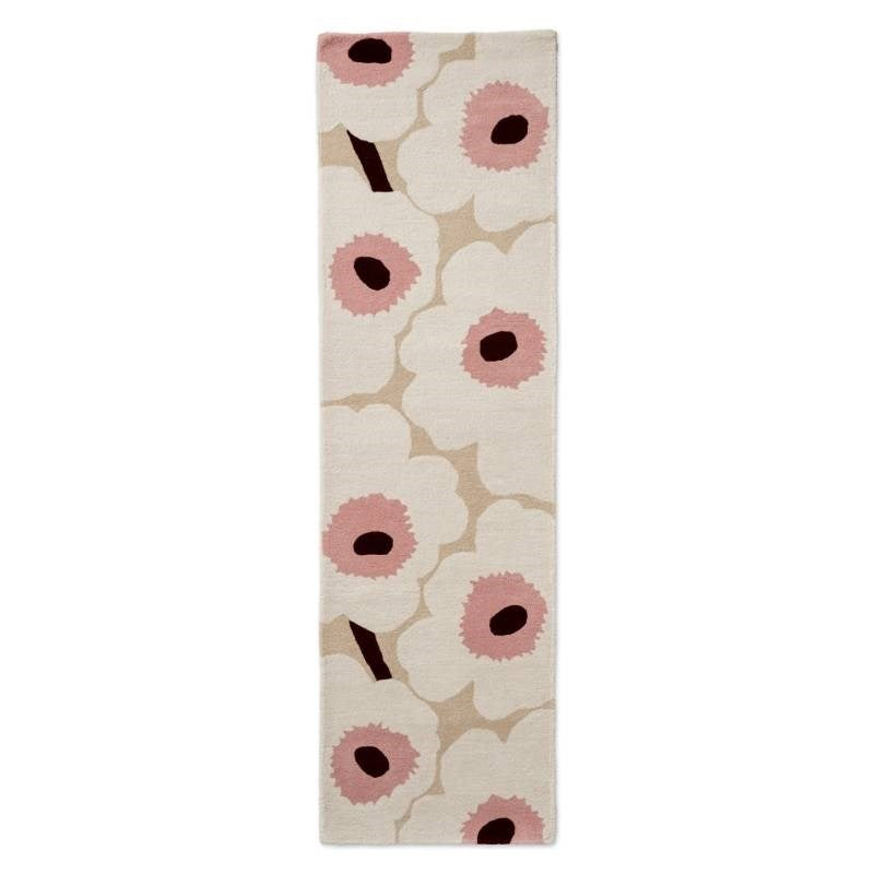 Unikko Rug Runner in beige, pink