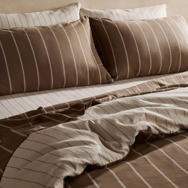 Striped Duvet Cover in caramel, cream