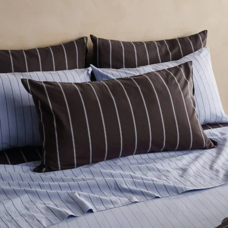 Striped Pillowcase Pair in chocolate