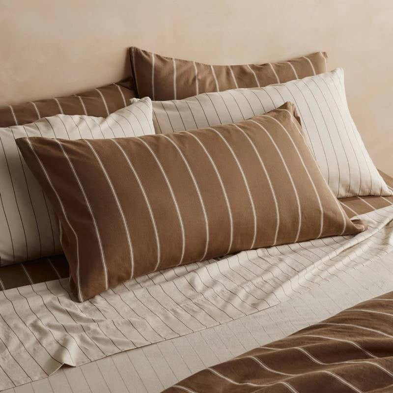 Striped Pillowcase Pair in caramel