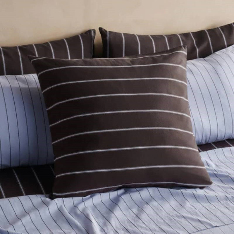 Striped European Pillowcase 60x60cm in chocolate